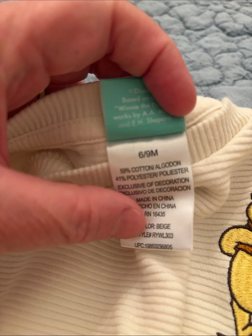 ADORABLE! Disney Cream Ribbed Winnie the Pooh One-Piece Set